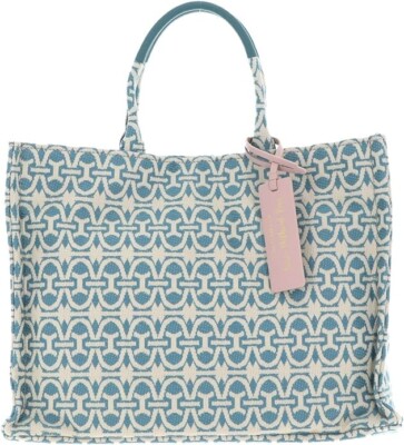 New COCCINELLE Medium NEVER WITHOUT BAG- Monogram-Aqua + Metallic Soft Purse