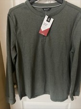 Member's Mark Men's Thermal Henley XL Green Soft Waffle Knit NWT