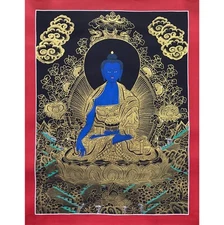 Medicine Buddha Thangka, Healing Buddha, Handmade Tibetan Art