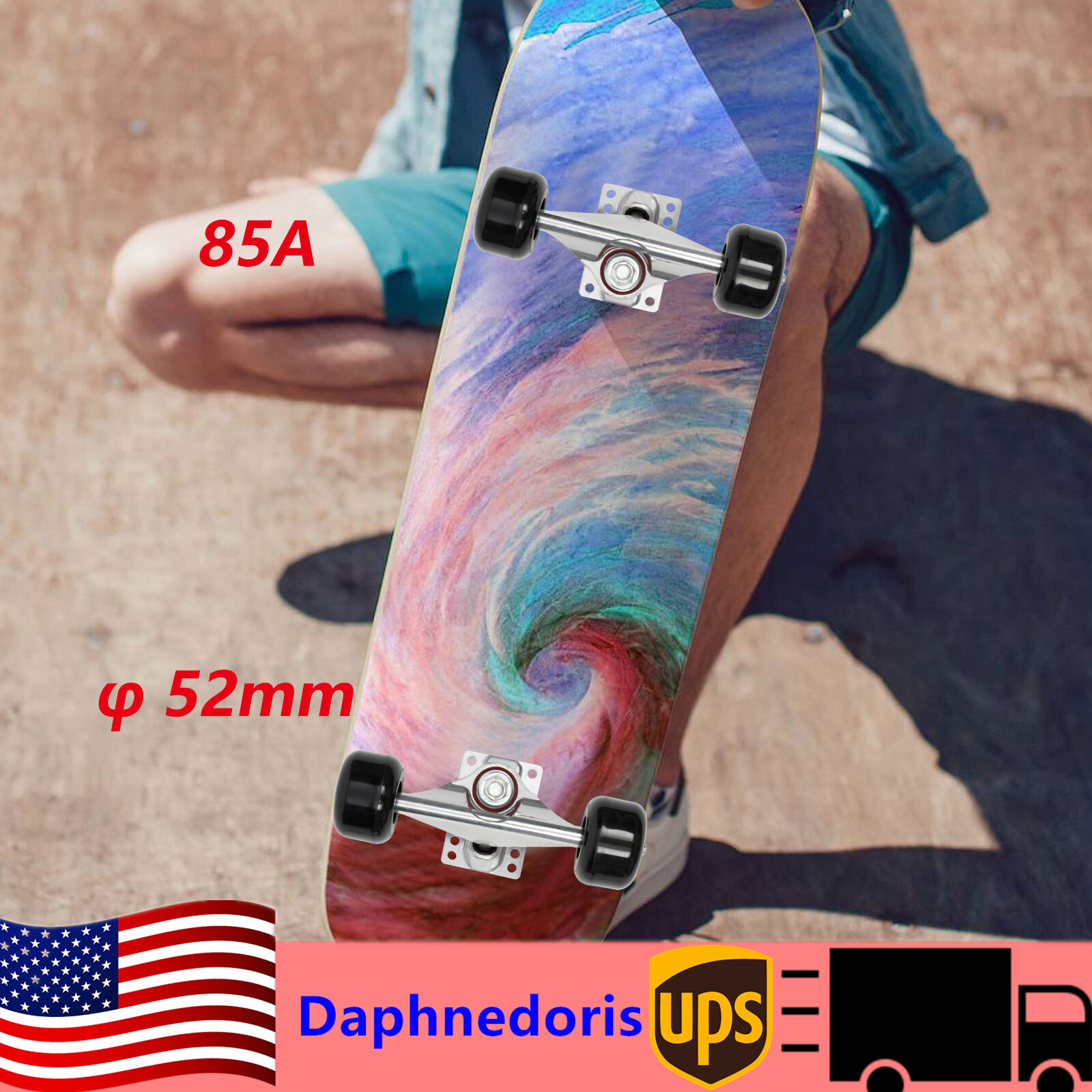 2x Complete Skateboard Trucks and Wheels Combo Set Longboard Cruisers Wheels Kit