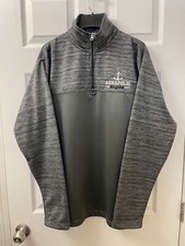 Men s L Gray Stretch Fleece Lined Long Sleeve 1/4 Zip Pullover Active Sports Top