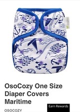Osocozy Maritime Cloth Diaper Cover New Blue White