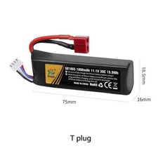 Rechargeable Li-Po Battery 11.1V 1800mAh 30C T Plug for Gel Blaster Parts & Acce