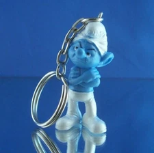 The Smurfs Grouchy Silicone Rubber Pendant Strap Keychain Key Ring Holder Clip