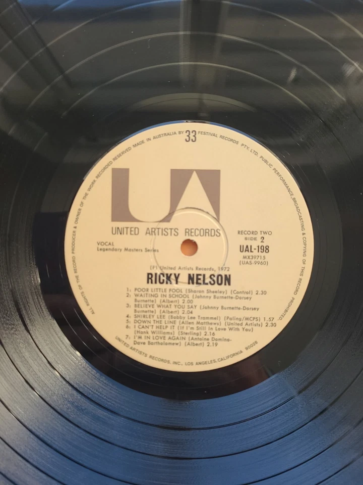 Ricky Nelson 1972 United Artists Records Original AUSTRALIAN 12"Double Album - Image 2 of 4