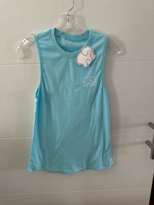 IVORY ELLA Women s Tank Top SIZE  XS Logo Print Sleeveless Blue