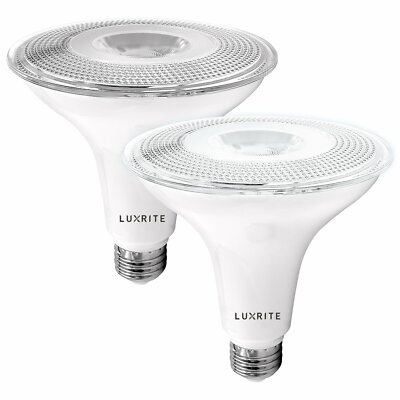 Luxrite Dusk to Dawn PAR38 LED Bulb Bright White Wet Rated UL Listed E26 2-Pack