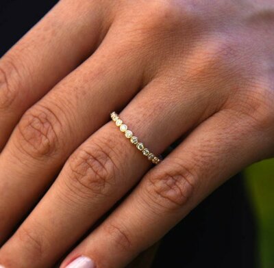 Diamond Memory Gold Ring 25-30 Diamonds 0.30 - 0.50 Carat VS G-H in 585s 14K