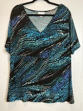 Vintage Fashion Bug Abstract Print Empire Waist Top Plus Size 1X Fairy Grunge