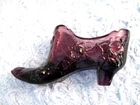 Fenton Art Glass Uranium Amethyst Purple CABBAGE ROSE Shoe Slipper EUC