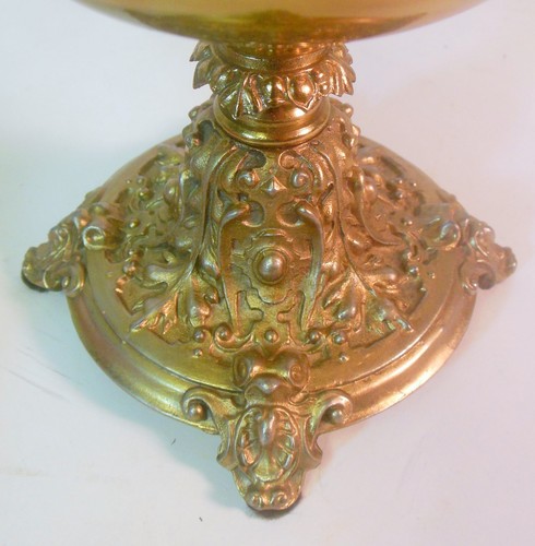Pair Antique BRASS Garniture EWERS Urns Vases Victorian GRAPES Botanicals - Picture 9 of 12