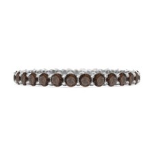 Full Eternity 2 MM Round Smoky Quartz 925 Sterling Silver Stackable Women Ring