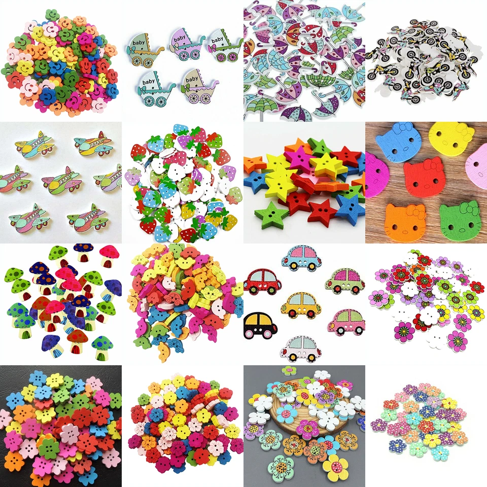 CRYSTAL WORLD UK 10-80pcs Buttons For Craft Cardmaking Embellishments Scrapbooking Crafting