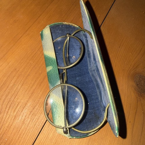 Vintage Eyeglasses Civil War Era Antique Eyewear Round With Case 1800’s