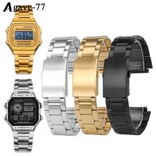 Solid Metal Strap For Casio AE1200/1300/1100 A158 A159 AQ-230 Steel Watch Band
