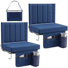 OLIXIS Stadium Seats with Back Support 2-Pack, Bleacher Chairs, Navy