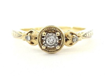 Cherish 10k massiver Gelbgold 0,04 TCW natürlicher Diamant Versprechen Ring-Größe 5,75