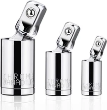 3PCS Impact Universal Joint Swivel Socket Adapter Set 1/4" 3/8” 1/2" Drive 360°