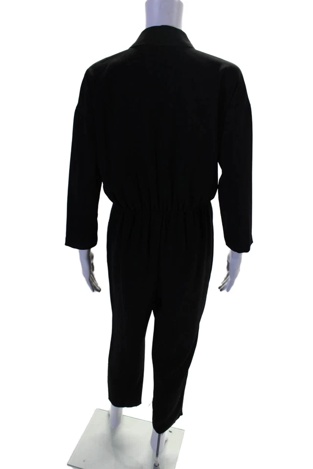 J Crew 365 Womens Long Sleeves High Rise Slim Leg Jumpsuit Black Size 00 - Image 3 of 4
