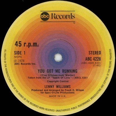 Lenny Williams - You Got Me Running / Come Reap My Love (12'')