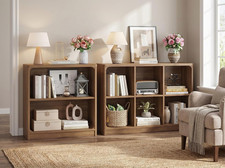 Walnut 6-Cube Storage Organizer 3-Tier Bookshelf Set for Home Office