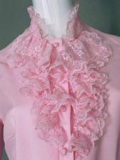 VTG 70'S/80'S LISA STEVENS CASCADING RUFFLE LACE COLLAR VICTORIAN REVIVAL BLOUSE