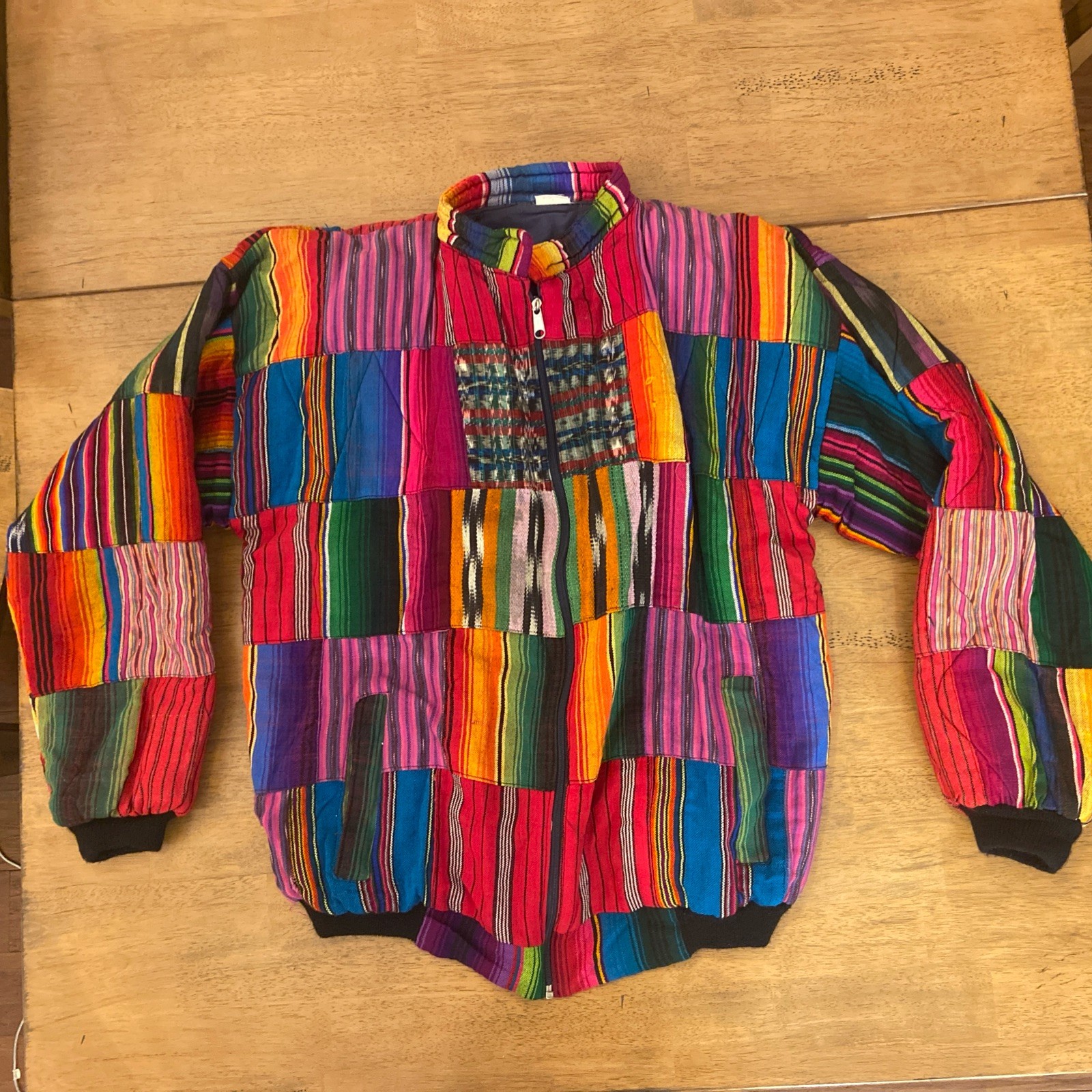 Vintage Handmade Guatemalan Patchwork Jacket Mult… - image 1
