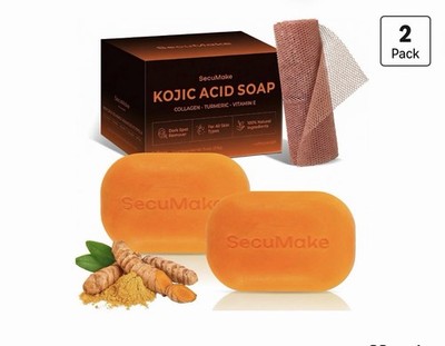 Kojic Acid Soap, Turmeric Soap Bar for Dark Spots, Fresh Citrus Scent, Gentle...