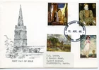 1968 PAINTINGS GREAT BRITAIN QE2 OFFICIAL FDC SPECIAL KETTERING CHURCH PMK VGC