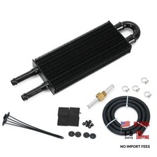 Universal 5/16" Transmission Oil Cooler Kit Aluminium alloy Tube  2 Pass Black