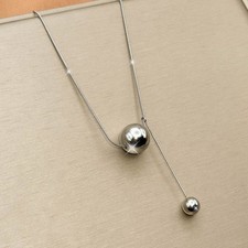 Halskette mit Anhänger Silber Farbe Damen Kugel Frauen Kette Anhängerkette