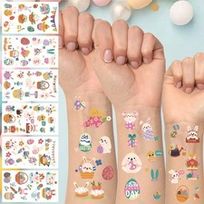 10 Sheets Glitter Easter Temporary Tattoos For Kids Easter Tattoos S8D2