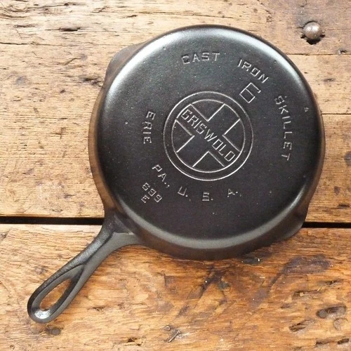 Vintage GRISWOLD Cast Iron SKILLET Frying Pan # 6 LARGE BLOCK LOGO - Ironspoon
