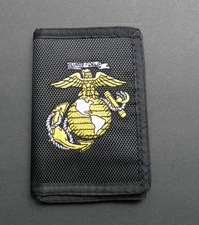 MARINE CORPS USMC MARINES EGA USA HEAVY DUTY NYLON EMBROIDERED WALLET TRIFOLD
