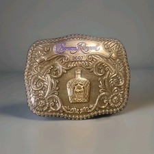 Crown Royal Canadian Whisky Promo Belt Buckle Western Scroll Large 2007 Brass