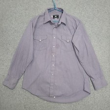 VTG Flying R Ranchwear Pearl Snap Shirt Mens 17 XL Striped Western USA Cowboy
