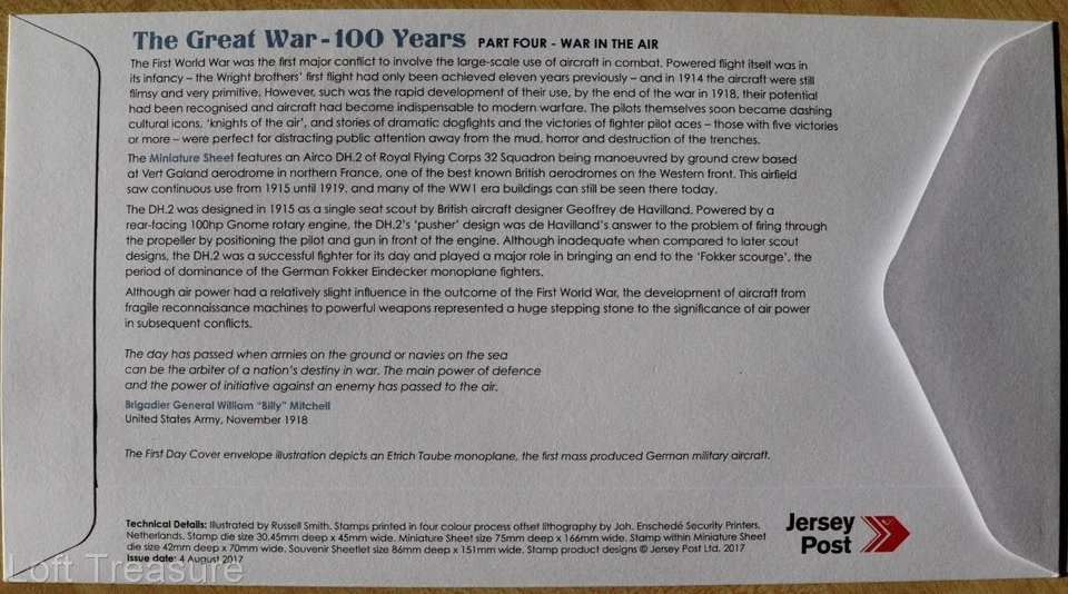 Jersey Stamps "The Great War - 100 Years Pt 4" £2 M/S First Day Cover 2017 - Image 3 of 3