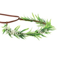 White Fairy Flower Crowns, Renaissance Floral Headpiece Leaf Crown-Green