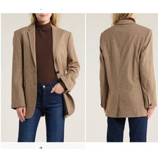 Rag Bone Odessa Brown Tan Beige Plaid Check Wool Blend Blazer Jacket Size 0
