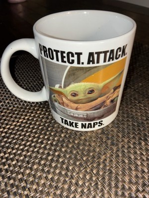 Silver Buffalo Star Wars Mandalorian The Child Mug ''Protect. Attack. Take Naps.''