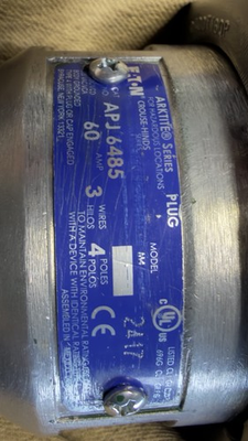 #ad #ad Eaton Crouse Hinds APJ6485 3 Wire 4 Pole Arktite Heavy Duty 60 Amp plug $130.00