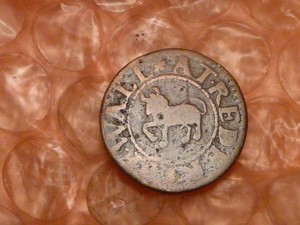 Original c1666 HIS HALFE PENY  Colonial Halfpenny Trade Token RARE #3