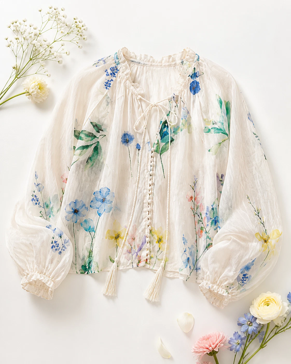Women Floral Boho Blouse Long Sleeve Tie Neck Loose Fit Cottagecore Peasant Top
Opens in a new windo