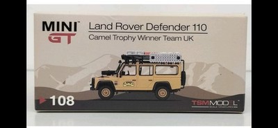 Mini Gt Landrover Defender 110. Camel Trophy Winner Team UK. #108.
