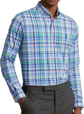 Polo Ralph Lauren Mens S Performance Oxford Shirt Plaid w/ Blue Pony 138 NWT