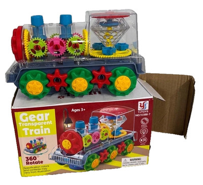 YJ Toys Gear Transparent Train Rotate Light Sound Battery Operated NO.YJ388-7