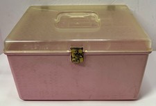 Vintage Wilson Wil-Hold Sewing Box Pink Plastic w/ Tray Made In USA
