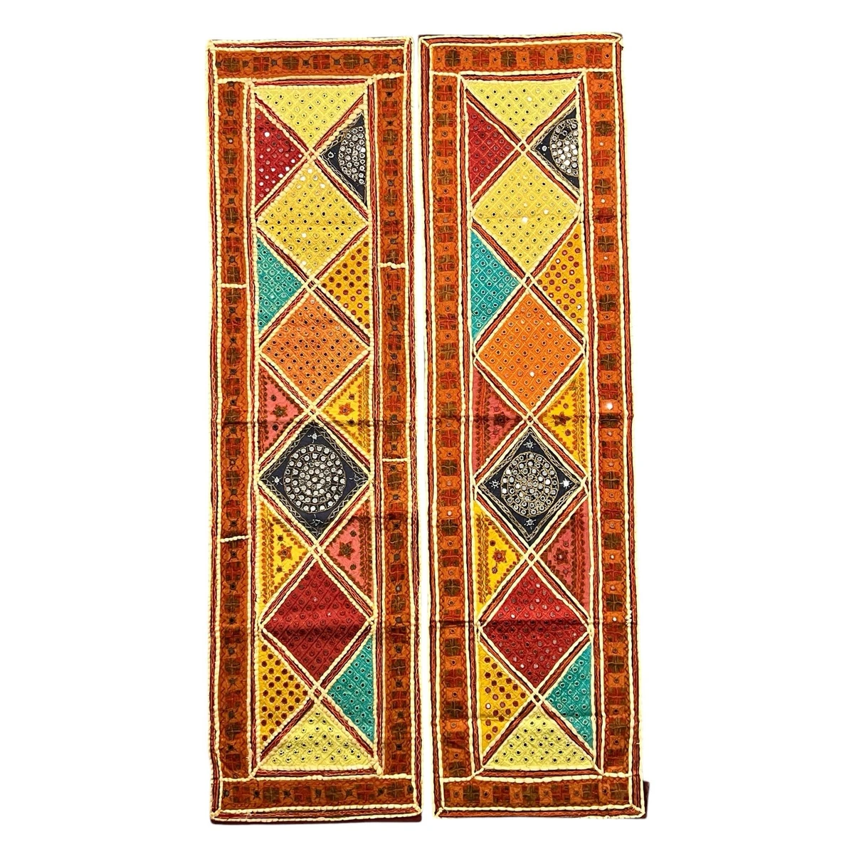 Tenture Murale Indienne Vintage Faite Main - Broderie Traditionnelle - 130x81cm