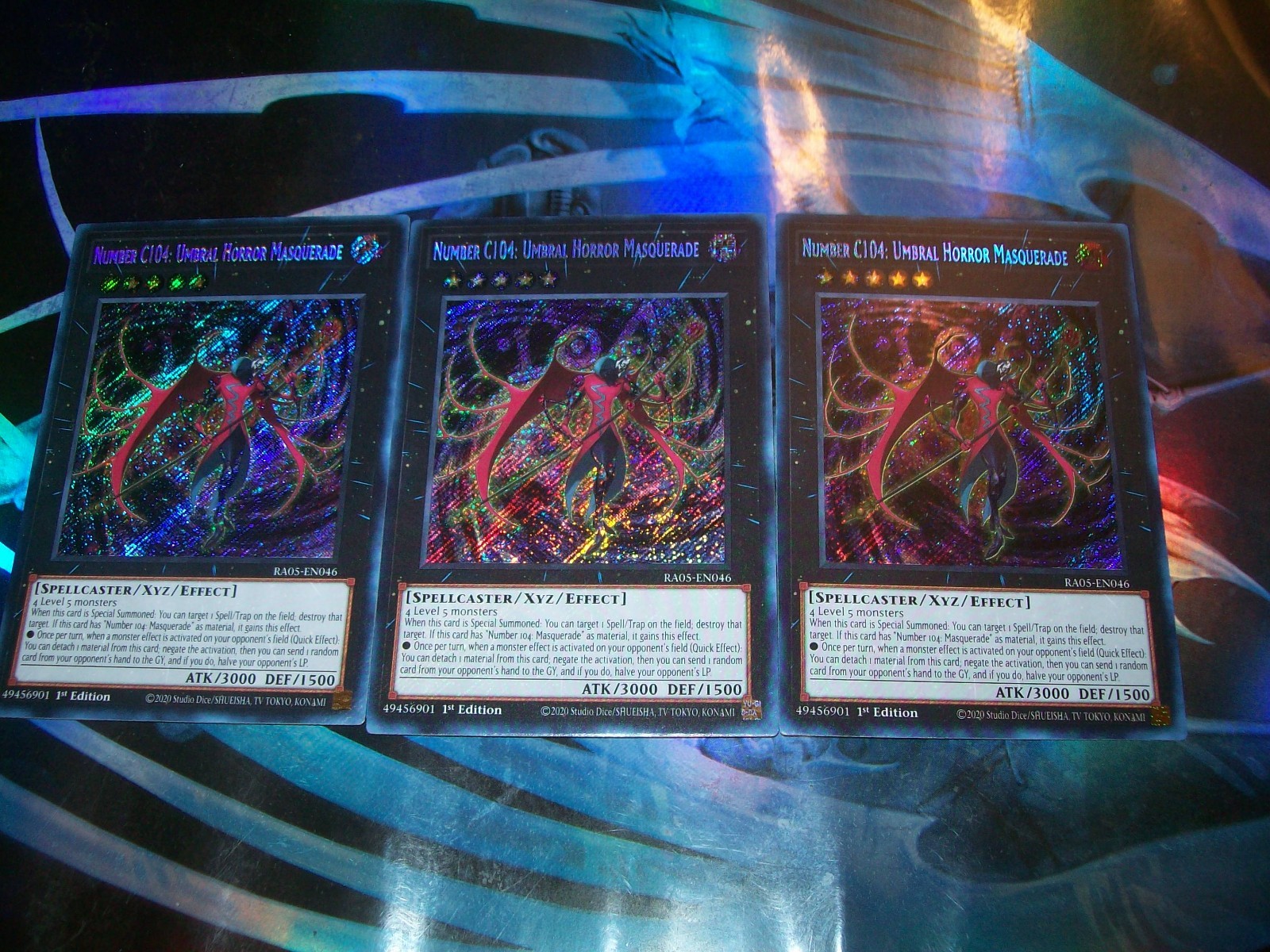 3x Number C104: Umbral Horror Masquerade 1st Edition Secret Rare RA05-EN046