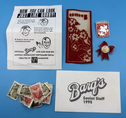 1992 Vintage Barq's Root Beer Soviet Stuff (2) Metals, Patch, Stamps, Tattoo